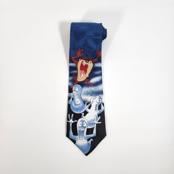 Looney Tunes Vintage Taz Tazmanian Devil Ghost Halloween Mens Tie - Picture 1 of 7